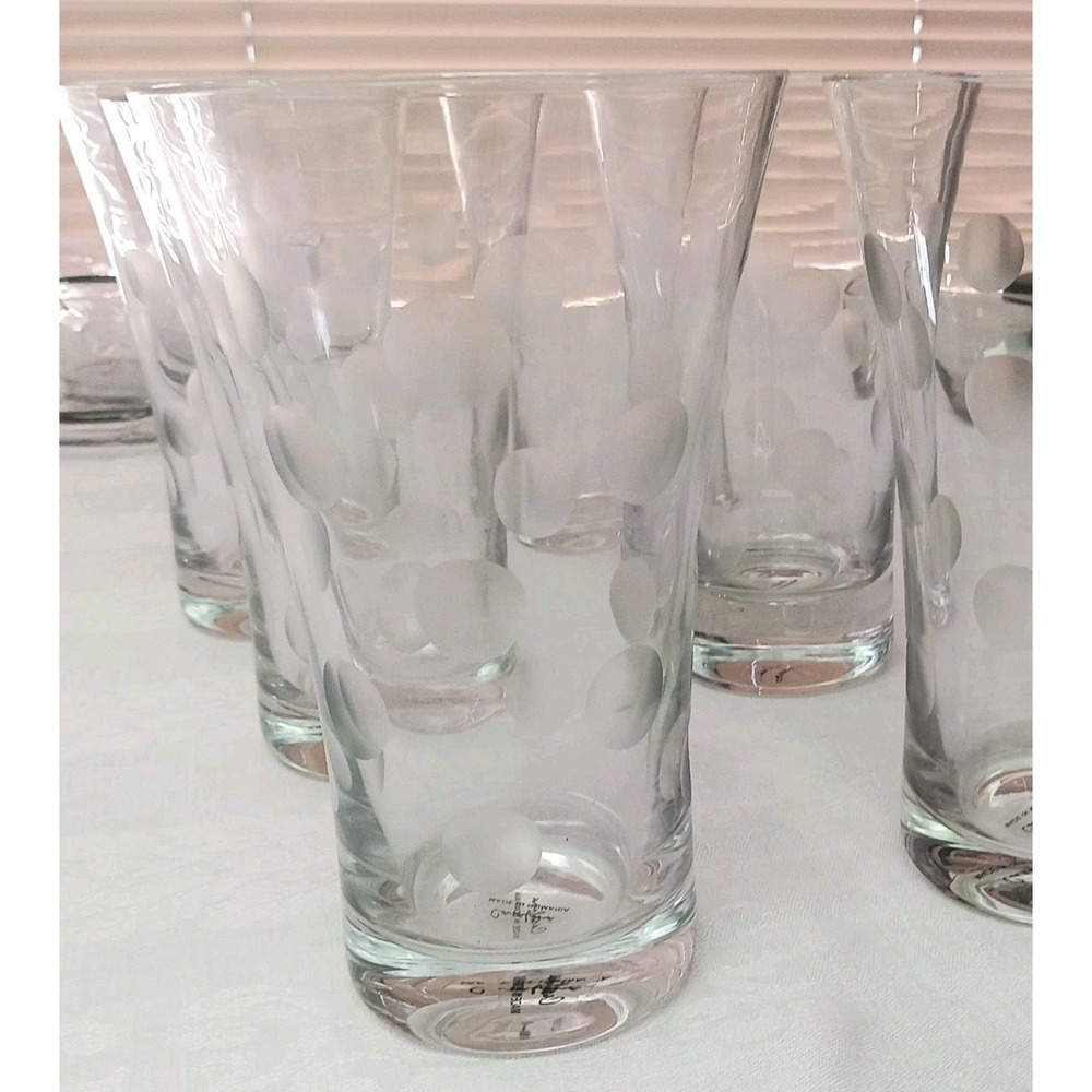 Set Of Six Tapered Bubble Etched Glass Casafina Made In Romania Clear Glasses